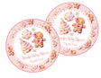 pink christmas gingerbread baby shower stickers with cookies and trees
