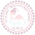 pink dinosaur baby shower sticker with soft pastel theme