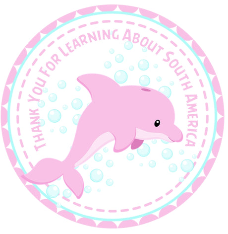 pink dolphin sticker and water bubbles