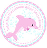 pink dolphin sticker and water bubbles