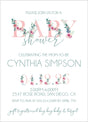 pink floral lettering baby shower invitations watercolor theme