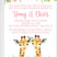 pink floral twin giraffe baby shower invitations