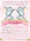 pink girls twin elephant baby shower invitations pink theme