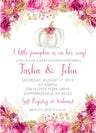 pink gold watercolor white pumpkin invitation cards feminine fall style