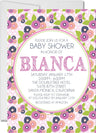 pink lavender navy flower baby shower invitations playful retro theme