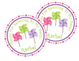 pink lime purple pinwheel birthday sticker