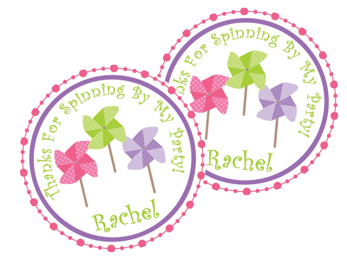 pink lime purple pinwheel birthday sticker