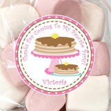 pink pancake birthday stickers