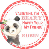 pink panda valentine favor label