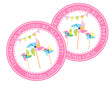 pink pastel pinwheel birthday sticker design