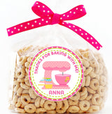 pink polka dot mixer favor sticker