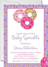 pink purple donut sprinkle invitations sweet treats theme