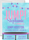 pink purple jump birthday invitations trampoline party theme