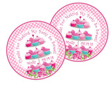 pink roses cupcake birthday sticker
