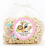 pink safari party favor sticker