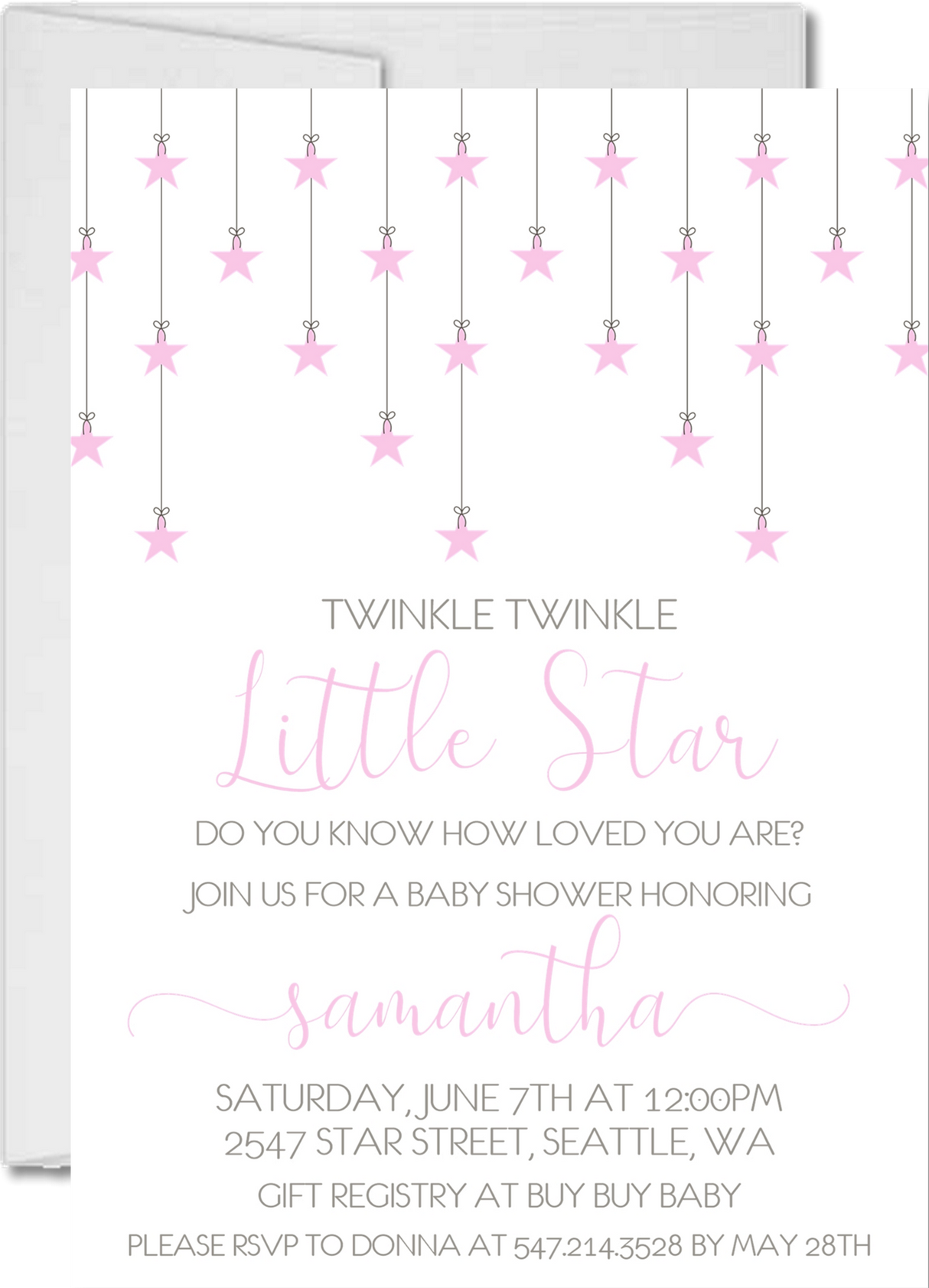 pink star baby shower invitations celestial theme