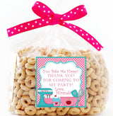 pink teal baking theme thank you sticker