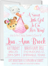 pink teddy bear baby shower invitations watercolor theme