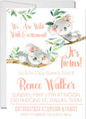 pink twin koala baby shower invitations floral woodland theme