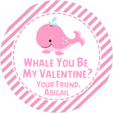 pink whale you be my valentine sticker