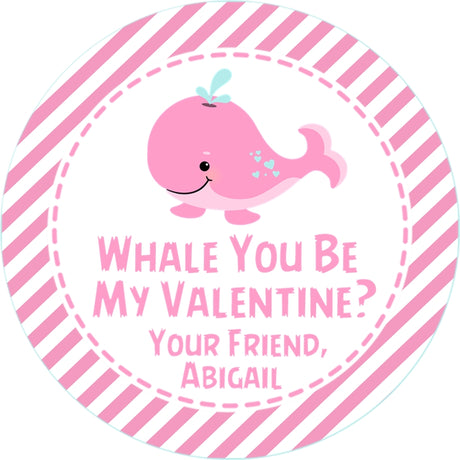 pink whale you be my valentine sticker
