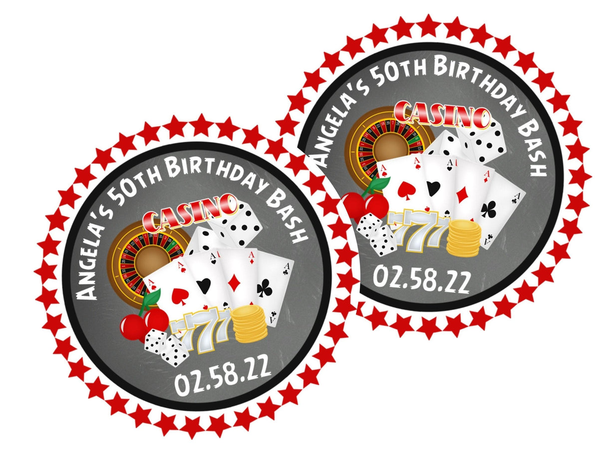 poker aces birthday favor label in red and black
