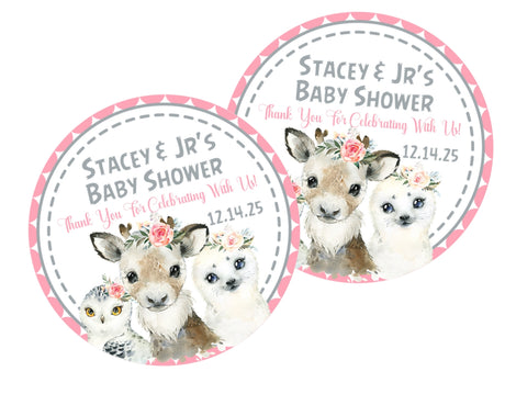 polar bear penguin and snow leopard baby shower favor label