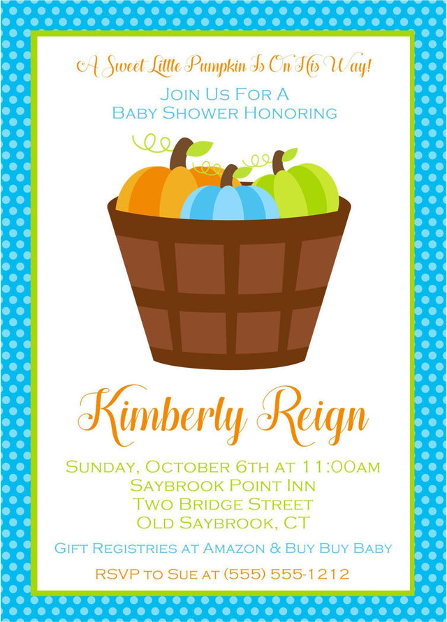 pumpkin baby shower invitations colorful pumpkin basket design