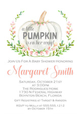 pumpkin baby shower invitations pastel pink design