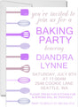 purple baking party birthday invitations colorful baking utensil design