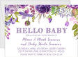 purple floral sip and see invitations watercolor flower design