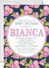 purple navy pink floral baby shower invitations colorful flower pattern design