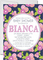 purple navy pink floral baby shower invitations colorful flower pattern design