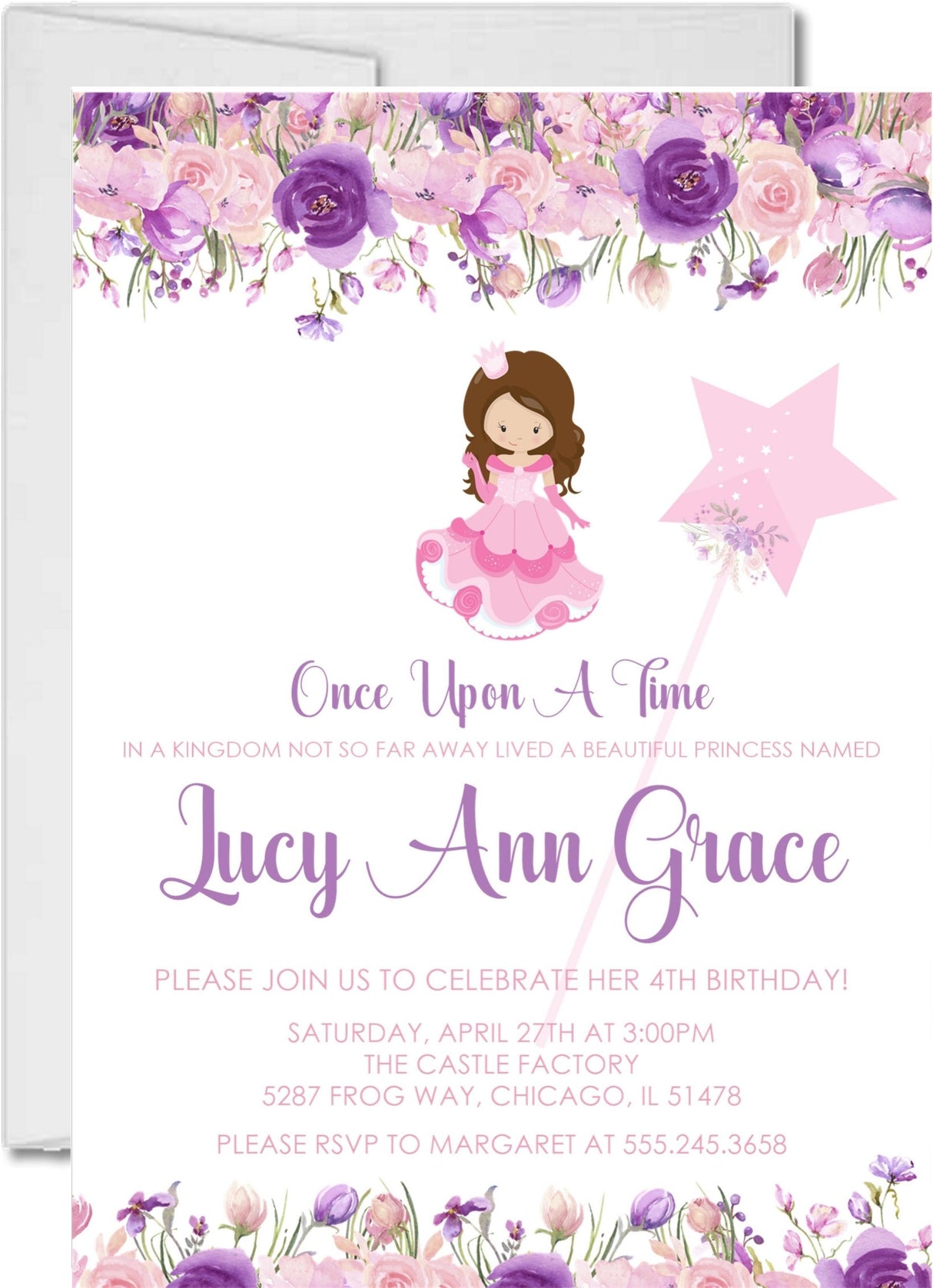 purple princess birthday invitations whimsical royal theme