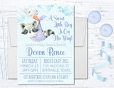 raccoon baby shower invitations storybook forest theme