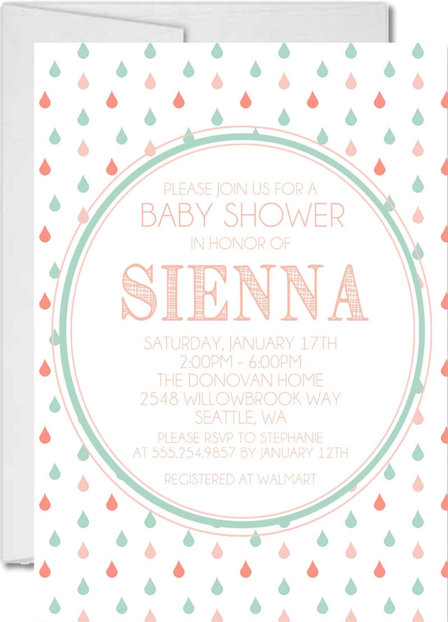 rainbow baby shower invitations pastel raindrop design