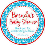 red and blue nautical anchor baby shower favor sticker