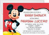 red black comic style mouse baby shower invitation cards 