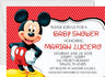 red black comic style mouse baby shower invitation cards 