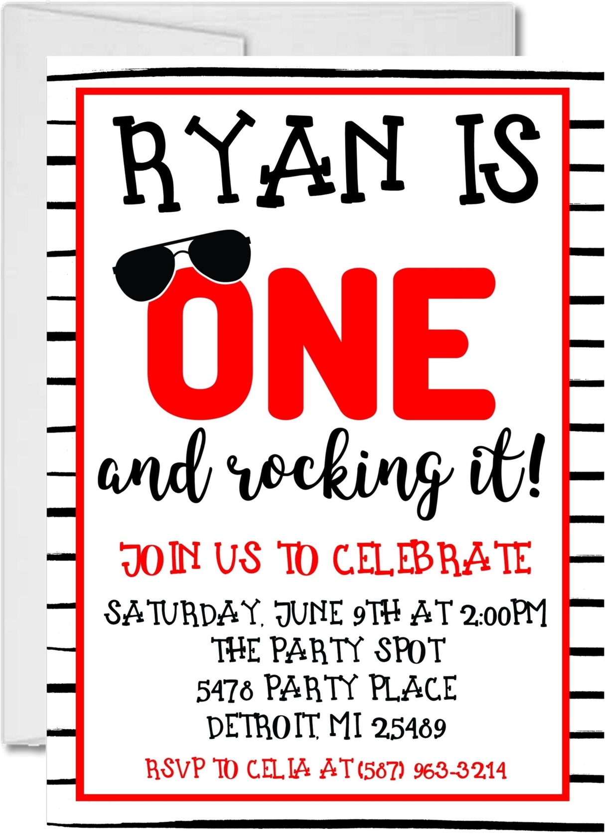 red black first birthday invitation cards milestone celebration style