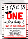 red black first birthday invitation cards milestone celebration style