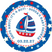 red blue sailboat baby shower sticker with stars and nautical themed background