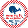 red blue whale kids valentine sticker
