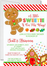 red candy cane baby shower invitations christmas sweets theme