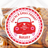 red car friendship valentine personalized sticker