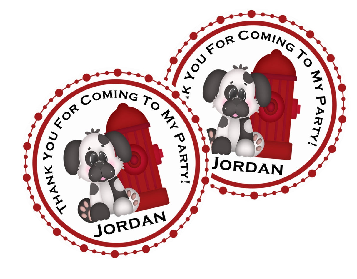 red fire hydrant kids birthday favor label