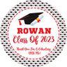 Personalized Red Graduation Party Stickers – Graduation Cap and Diploma Favor Labels