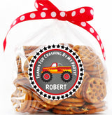 red monster truck favor sticker