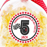red race track birthday sticker with number design