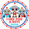 robot kids valentine treat bag label